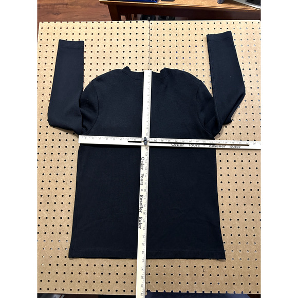 St John Basics Crewneck Sweater Womens Large Black Santana Knit Zip Vintage USA - Picture 7 of 10